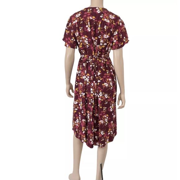 Isabel Maternity Women Burgundy Floral Short/SL Maternity Dress Medium EUC - Picture 2 of 10